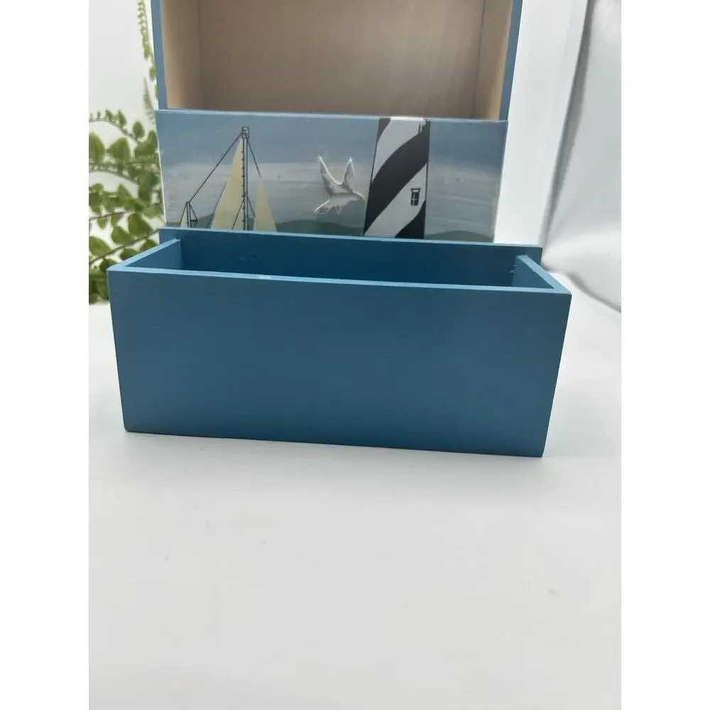 Nautical Lighthouse and Sailboat Mini Wooden Chest